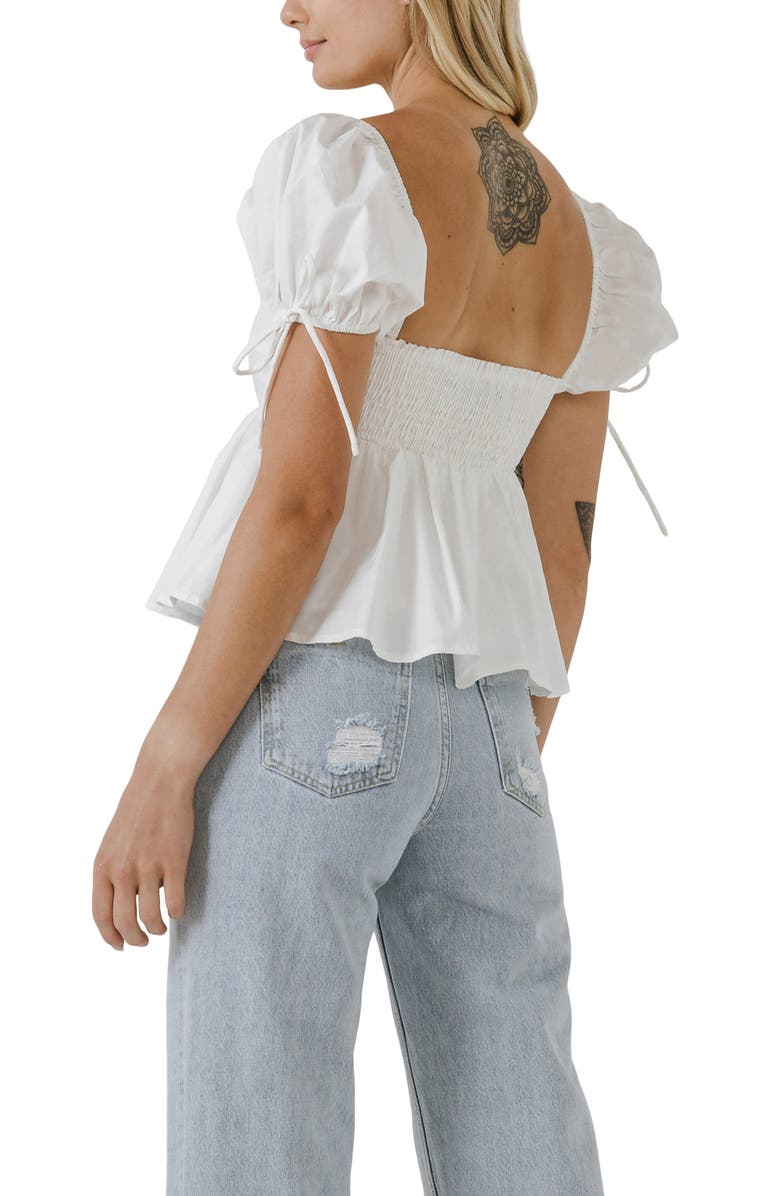 English Factory Puff Sleeve Cotton Babydoll Top, Alternate, color, 