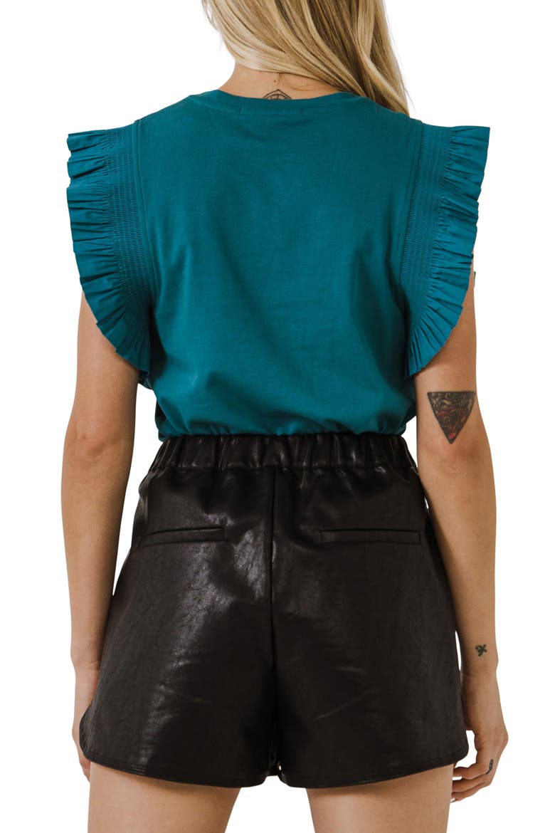 Poplin Ruffle Top, Alternate, color, TEAL