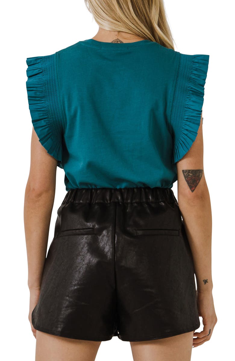 English Factory Poplin Ruffle Top, Alternate, color, Teal