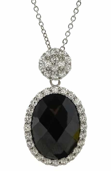 SAVVY CIE JEWELS Sterling Silver CZ Drop Necklace