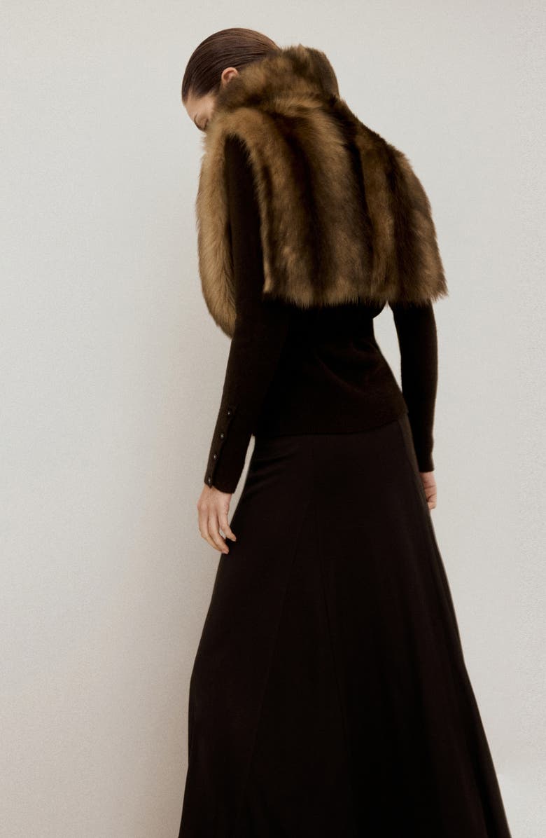 MANGO Odette Godet Pleat Skirt, Alternate, color, Brown