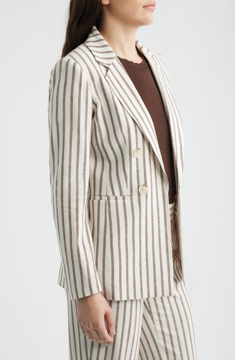 Anne Klein Stripe Blazer, Alternate, color, White/ Dark Chocolate