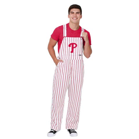 Men's FOCO  White Philadelphia Phillies Pinstripe Bib Overalls