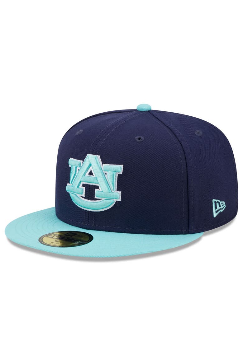 Men's New Era Navy/Light Blue Auburn Tigers 59FIFTY Fitted Hat, Alternate, color, Navy