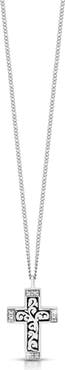 Lois Hill Sterling Silver Diamond Edge Cross Pendant Necklace - 0.04 ctw.