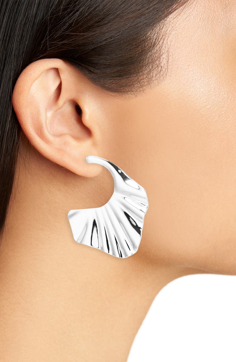 Tasha Wavy Hoop Earrings, Alternate, color, Silver