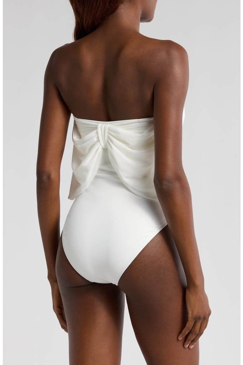 Bow Strapless One-Piece Swimsuit, Alternate, color, WHITE