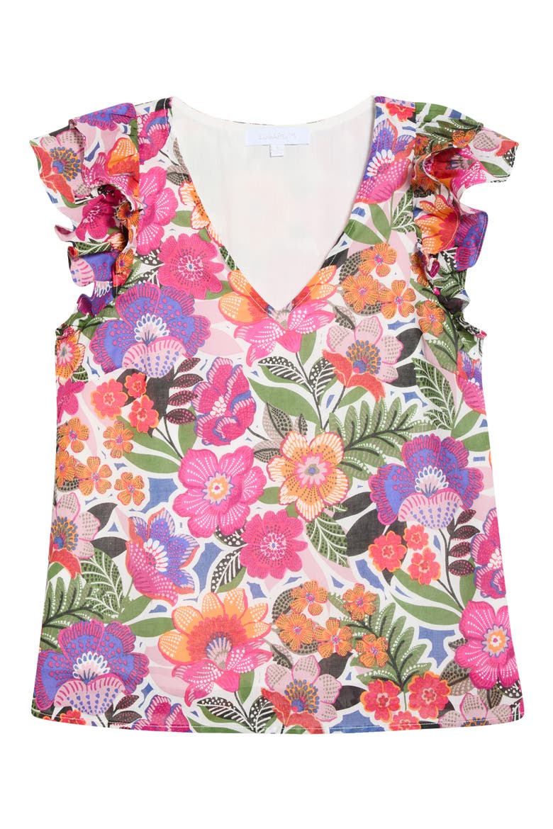 Rendal Floral Tiffy Ruffle Cotton Top, Alternate, color, FLORAL-MULTI
