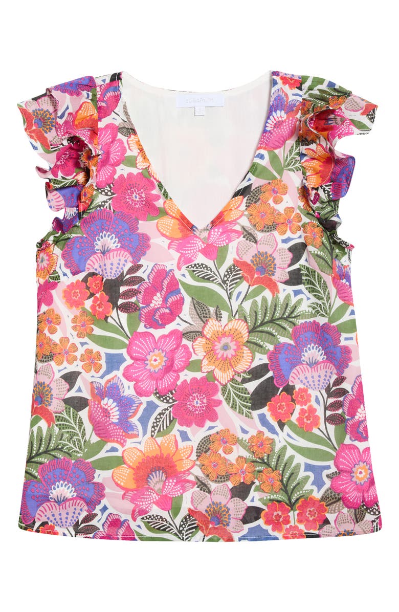 SUGARLIPS Rendal Floral Tiffy Ruffle Cotton Top, Main, color, 