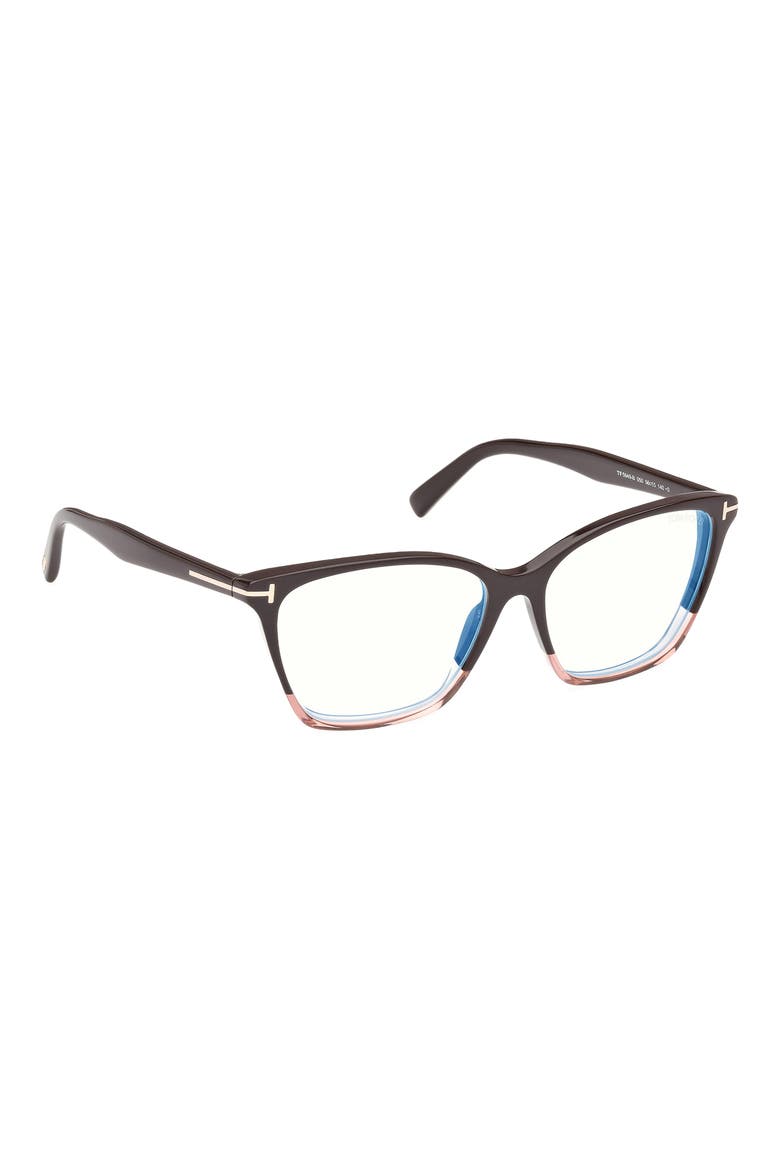 56mm Cat Eye Blue Light Blocking Optical Glasses, Alternate, color, BROWN BLUSH PINK BROWN