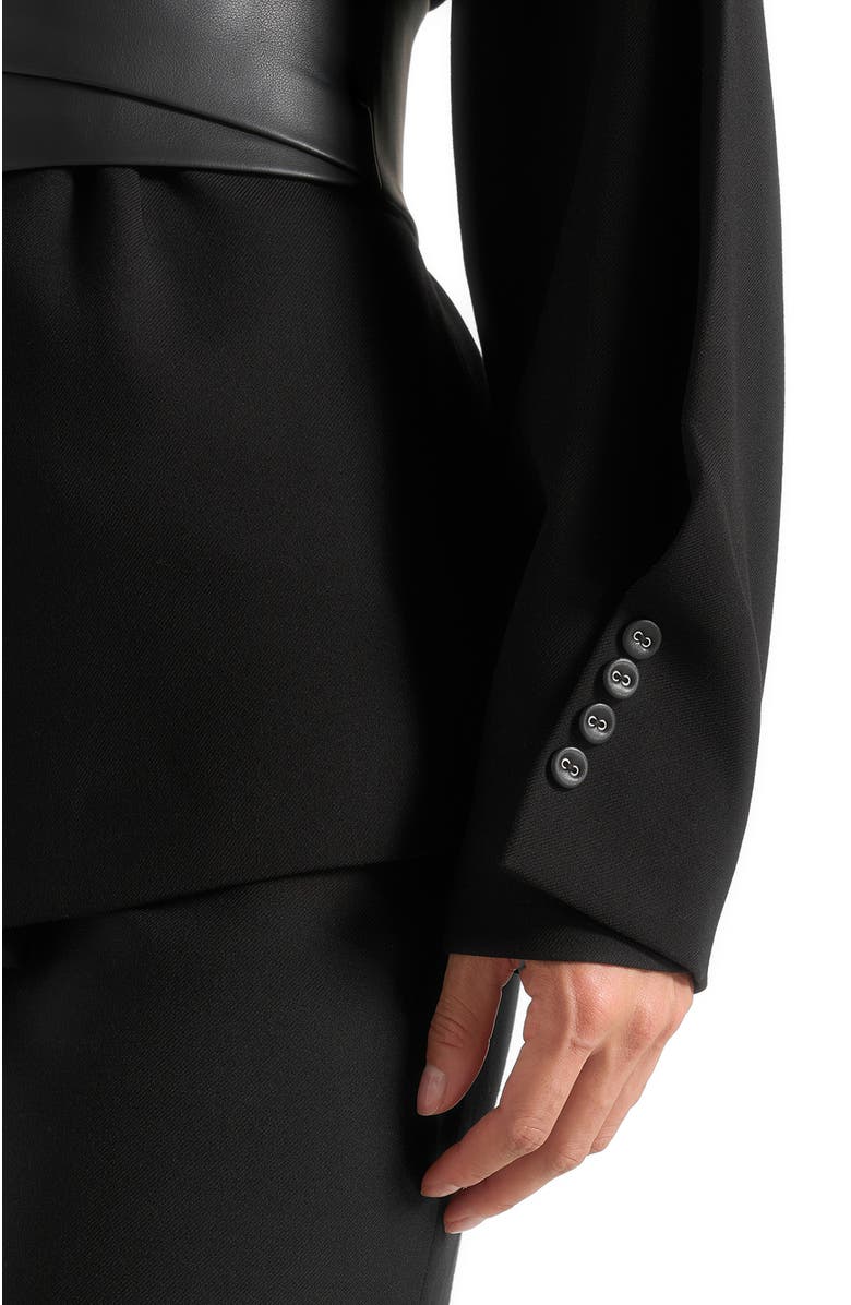 Manière De Voir Marie Wool Twist Sleeve Blazer with Belt, Alternate, color, Black