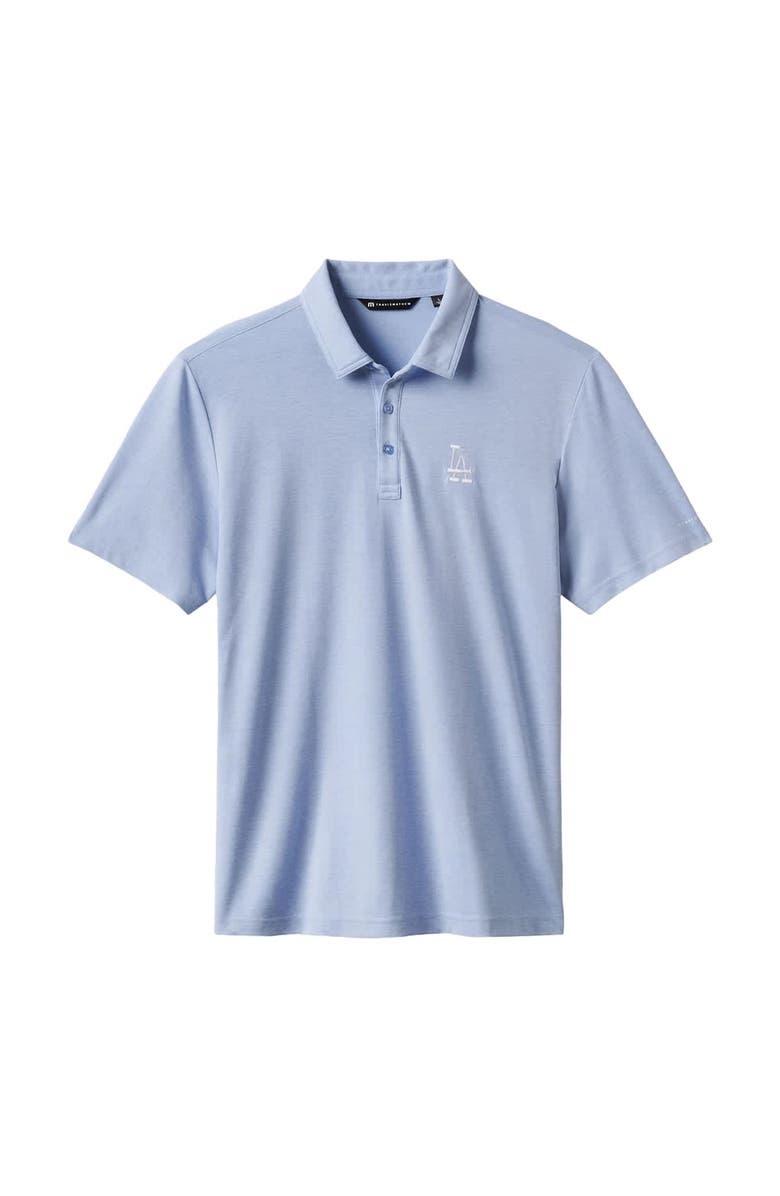 TravisMathew Men's TravisMathew Heather Blue Los Angeles Dodgers Playoff Pitch Tri-Blend Polo, Alternate, color, Heather Blue