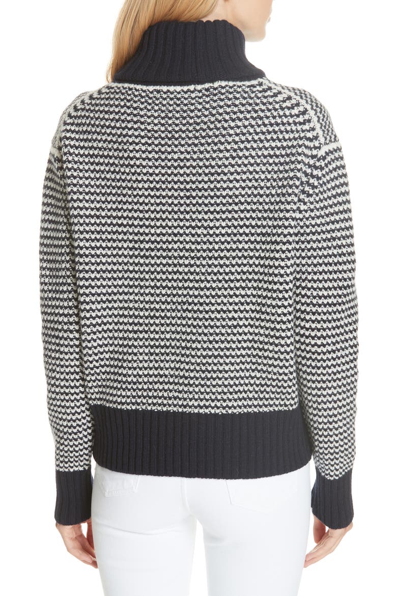 Roshin Textured Roll Neck Wool Sweater, Alternate, color, NAVY/ ECRU