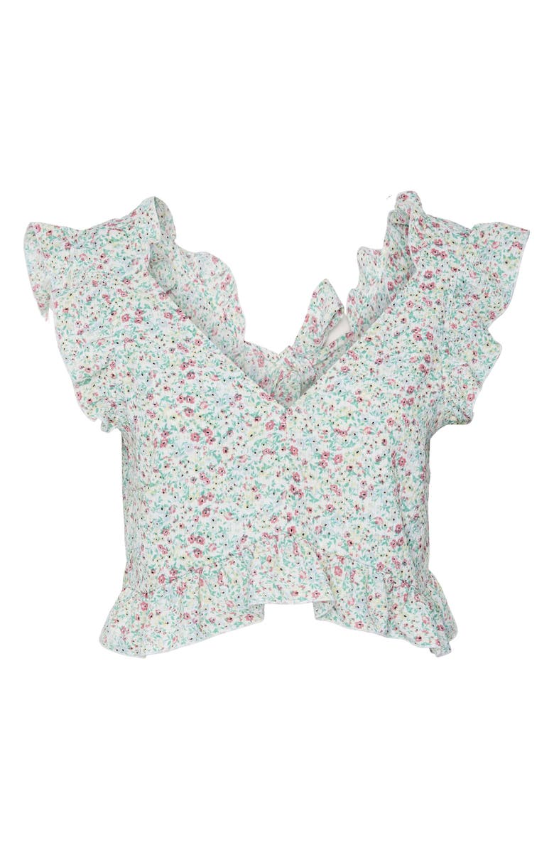 VERO MODA Talias Floral Ruffle Trim Crop Top, Alternate, color, 