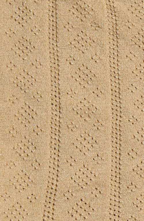 Nordstrom Metallic Pointelle Crew Socks In Tan