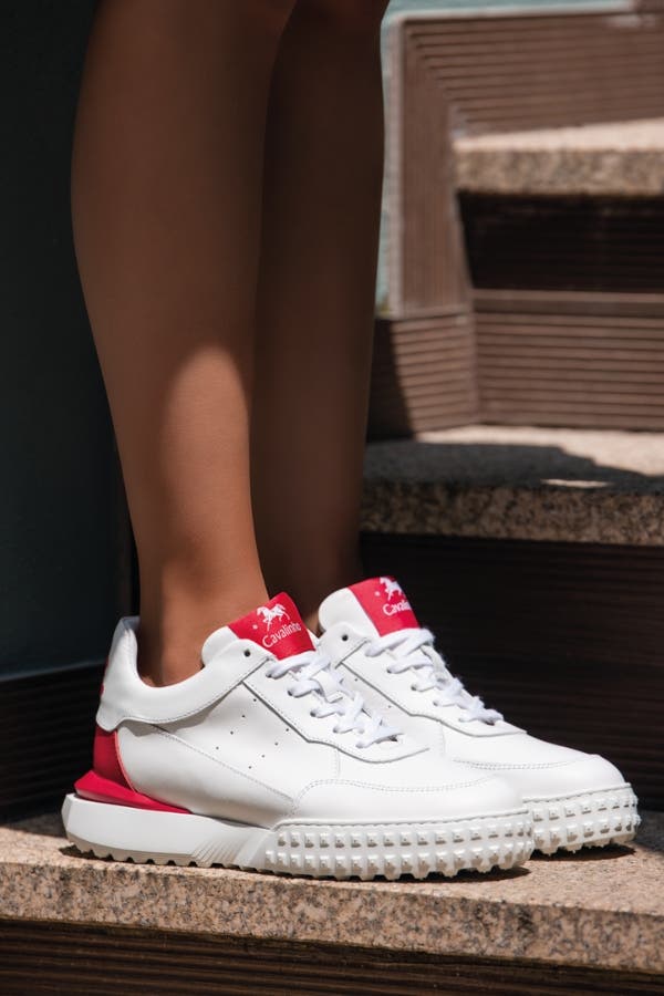 Authentic Leather Sneakers 02, Alternate, color, White / Red