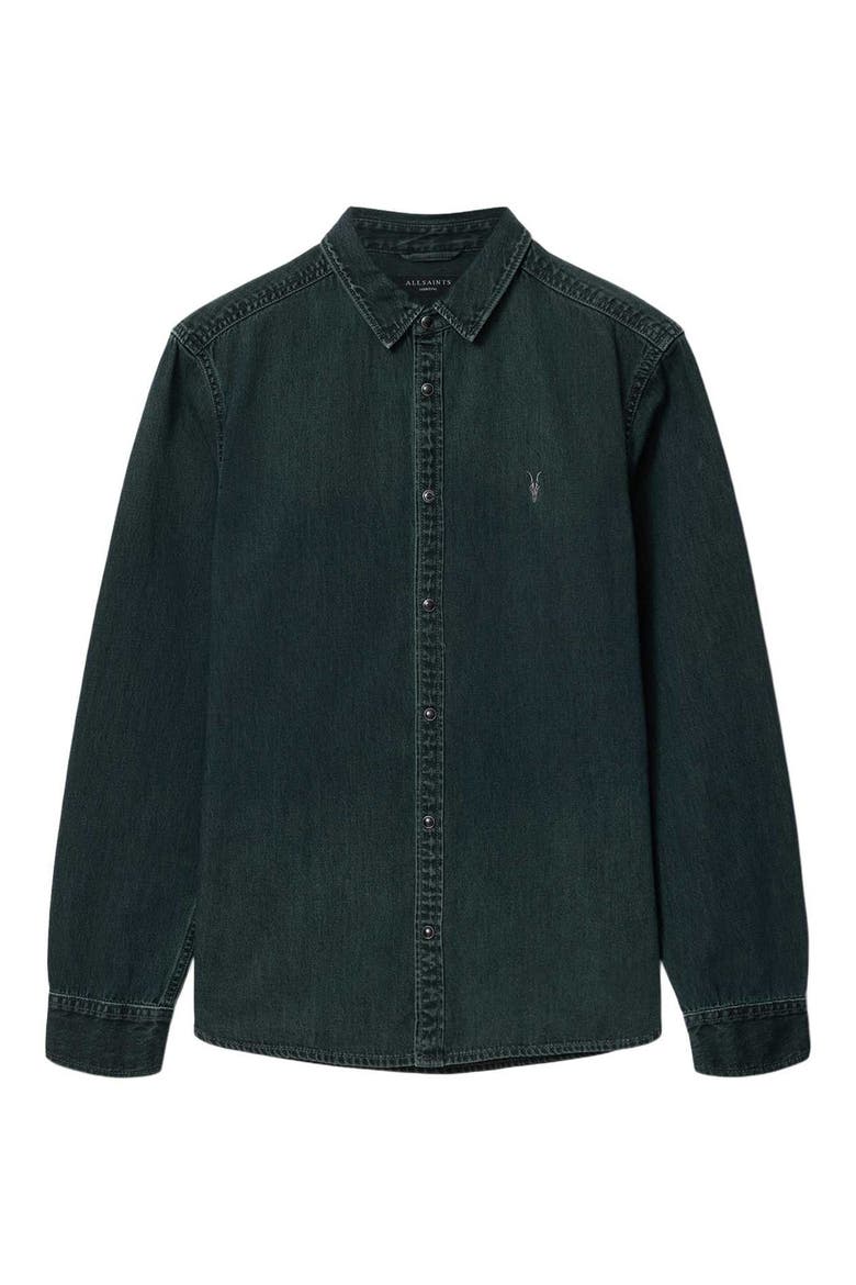 Gleason Cotton Denim Snap Front Shirt, Alternate, color, PHANTOM BLUE