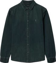 AllSaints Gleason Cotton Denim Snap Front Shirt