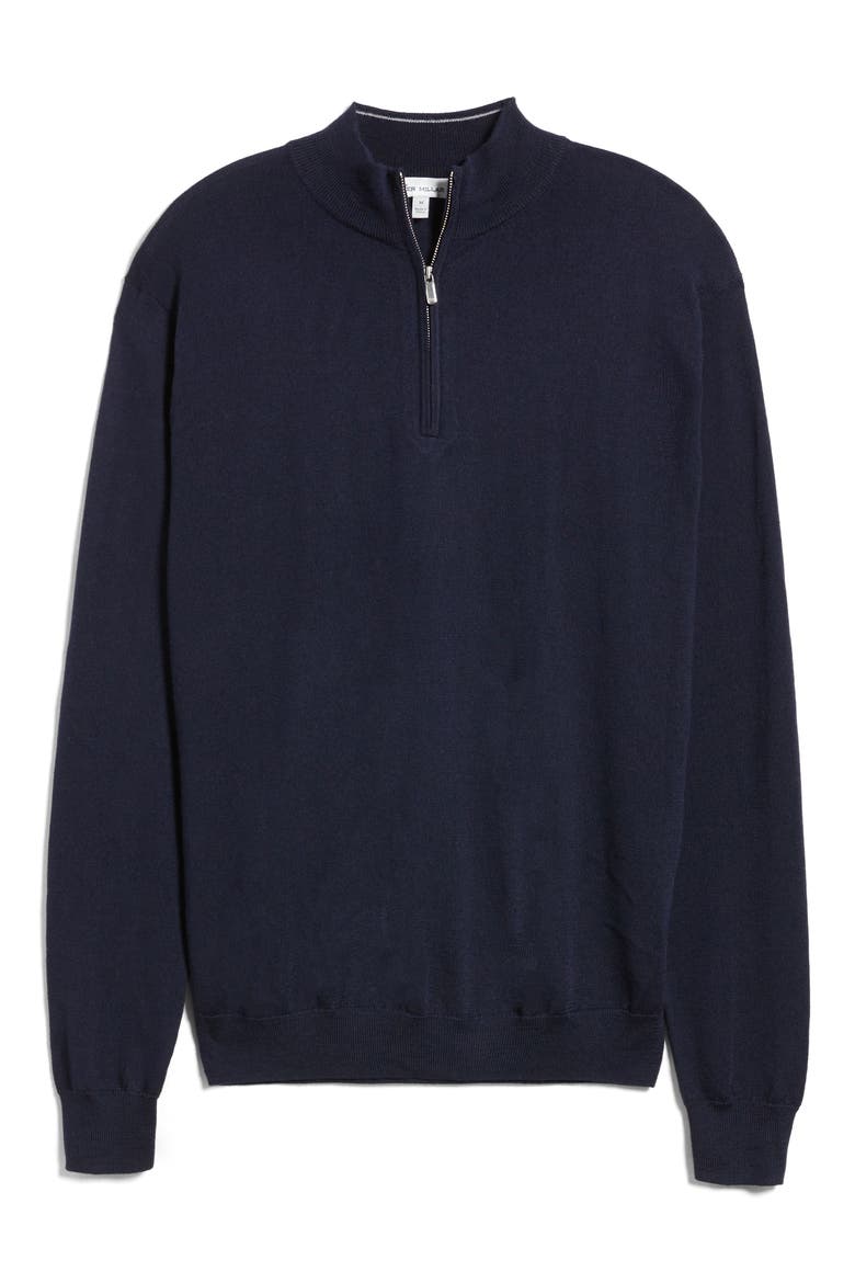 Crown Soft Quarter Zip Merino Wool Blend Pullover, Alternate, color, NAVY
