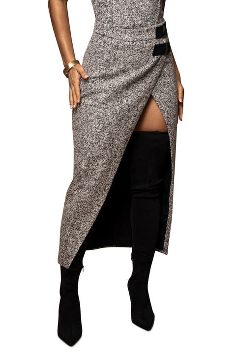 Lt Grey Giselle Tweed Skirt
