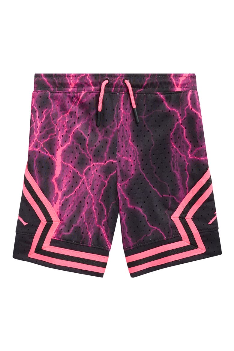 Kids' Diamond Shorts, Main, color, BLACK HYPER PINK