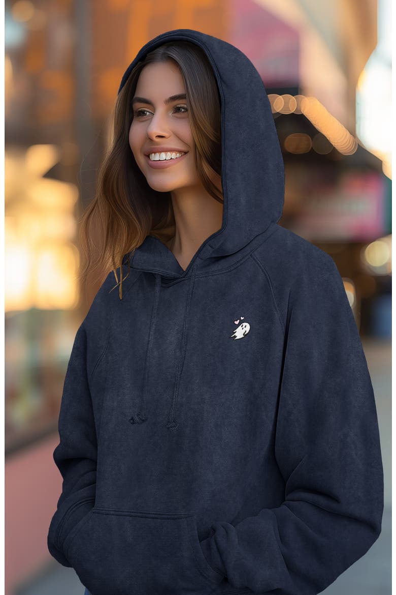Womens Heartly Ghost Mineral Washed Hoodie, Alternate, color, Denim Blue