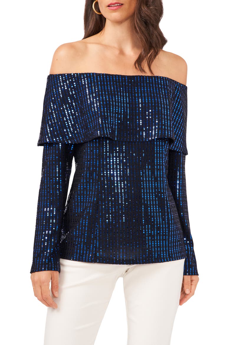 Print Off the Shoulder Jersey Top, Main, color, BLACK/ MULTI