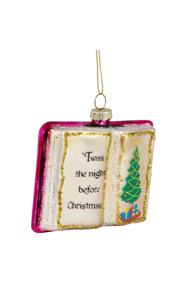 Northlight Glittered Twas the Night Before Christmas Book Glass Ornament - 3.5", Alternate, color,