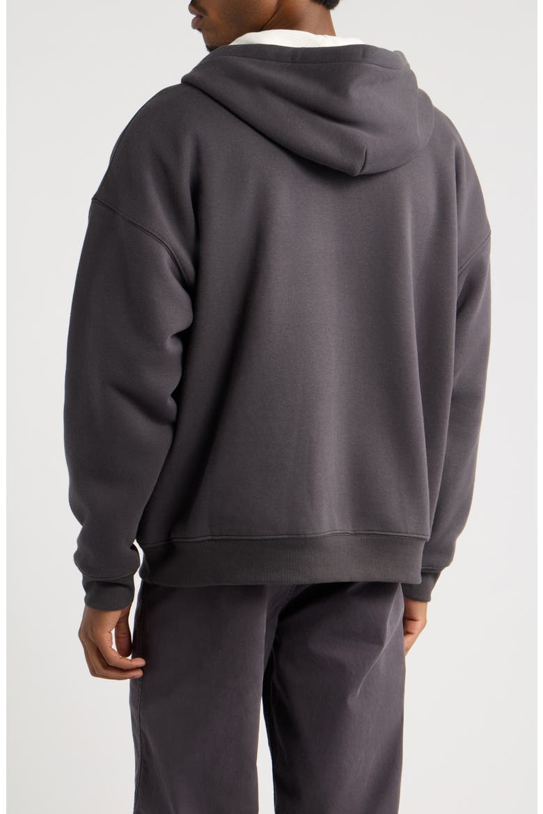 Waffle Lined Full Zip Hoodie, Alternate, color, BLACK FADED