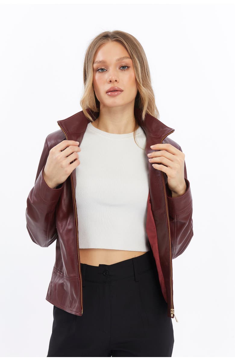 Furniq UK Blythe Leather Jacket, Alternate, color, Black