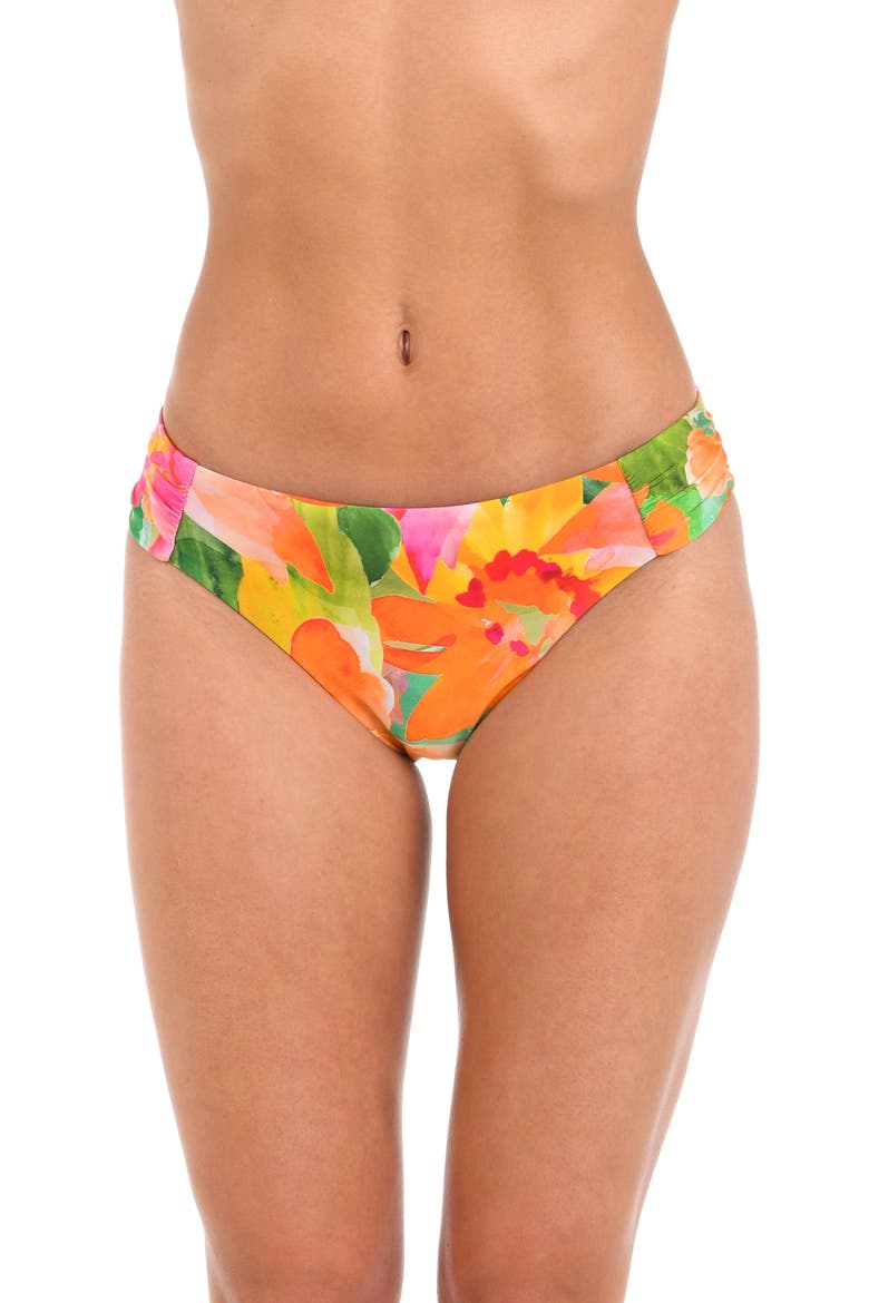 Utopia Shirred Side Bikini Bottoms, Main, color, YELLOW MULTI