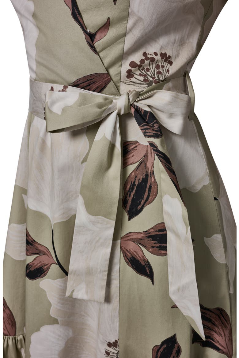 Floral Print Faux Wrap Midi Dress, Alternate, color, AGAVE MULT