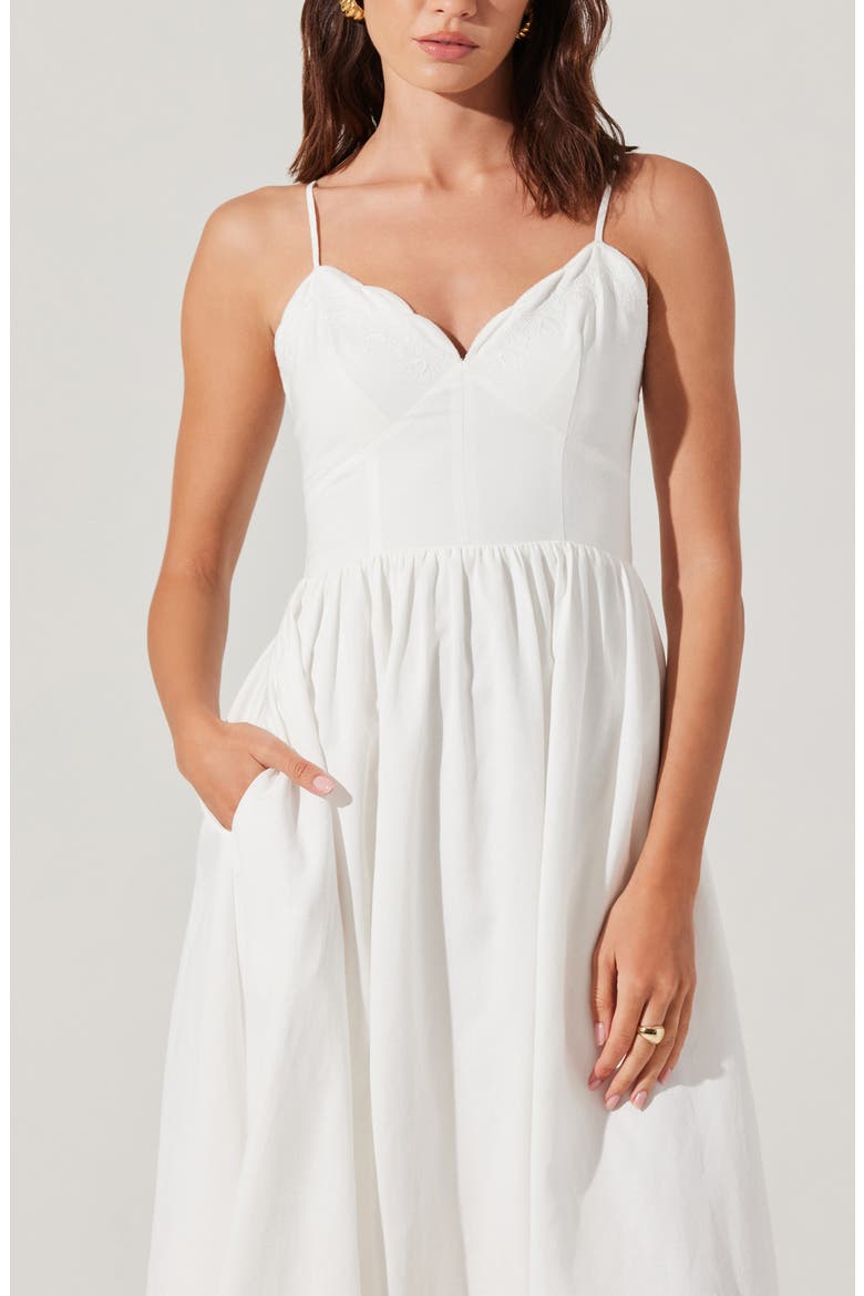 Kaidi Ramie Blend Midi Sundress, Alternate, color, WHITE
