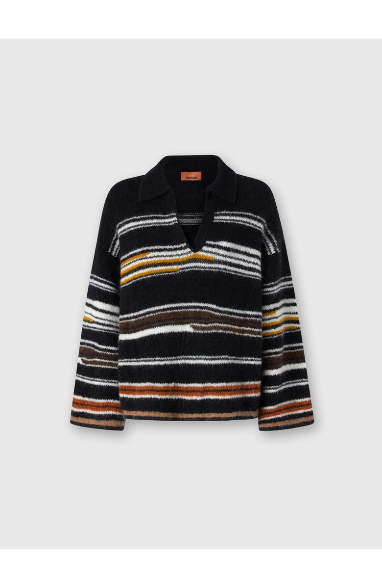 Missoni Oversized Long Sleeve Polo With Striped Inlay, Main, color, Multicoloured