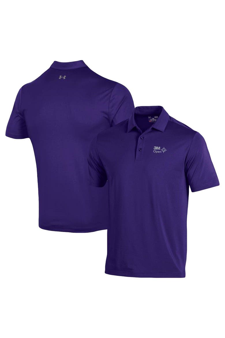 Men's Under Armour Purple 3M Open T2 Green Polo, Alternate, color, Purple