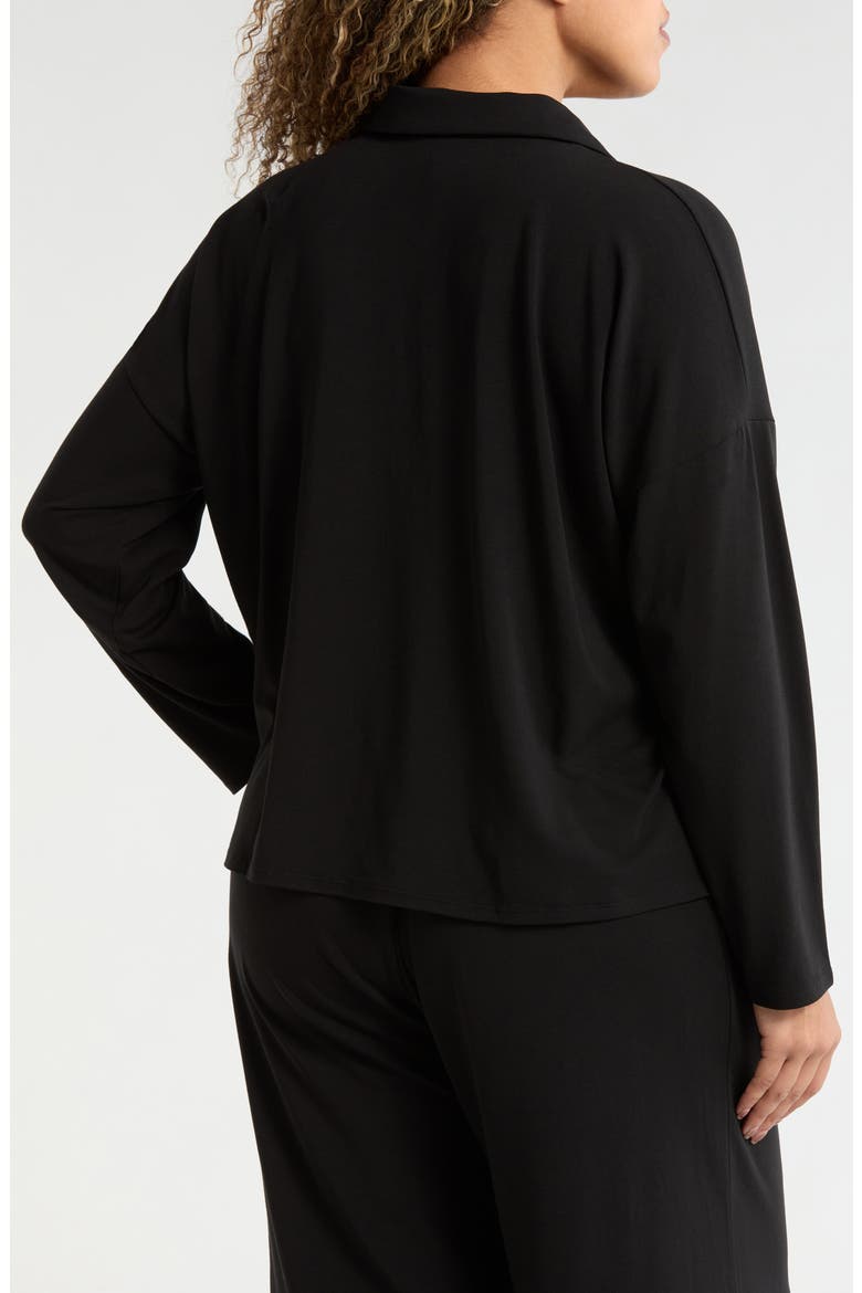 Boxy Henley Jersey Top, Alternate, color, BLACK