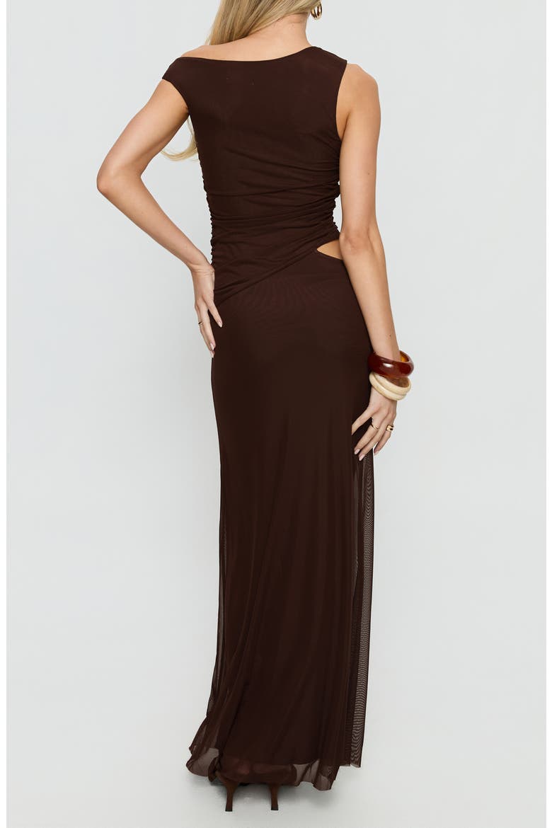 Krystyna Mesh Maxi Cocktail Dress, Alternate, color, CHOCOLATE