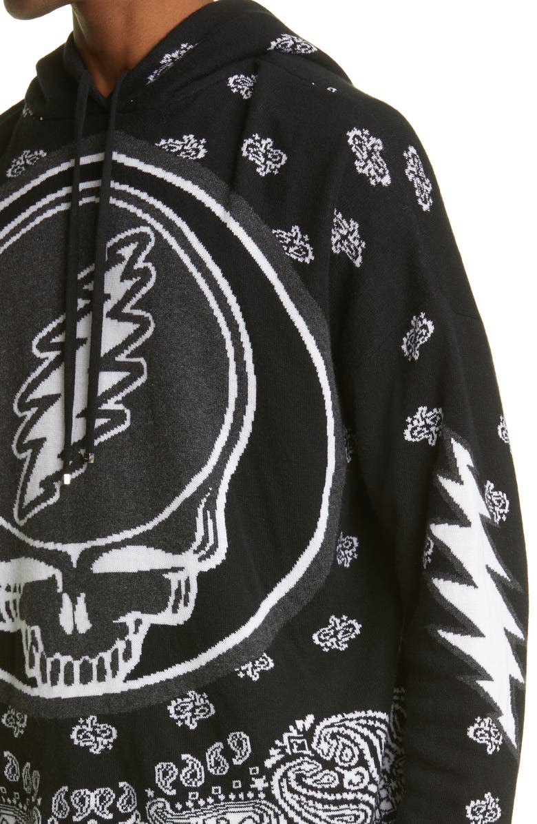 AMIRI Grateful Dead Skull Cashmere Blend Jacquard Graphic Hoodie, Alternate, color, 
