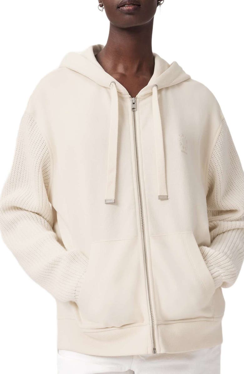 AllSaints Amphie Relaxed Fit Cotton Hoodie, Alternate, color, Tofu White