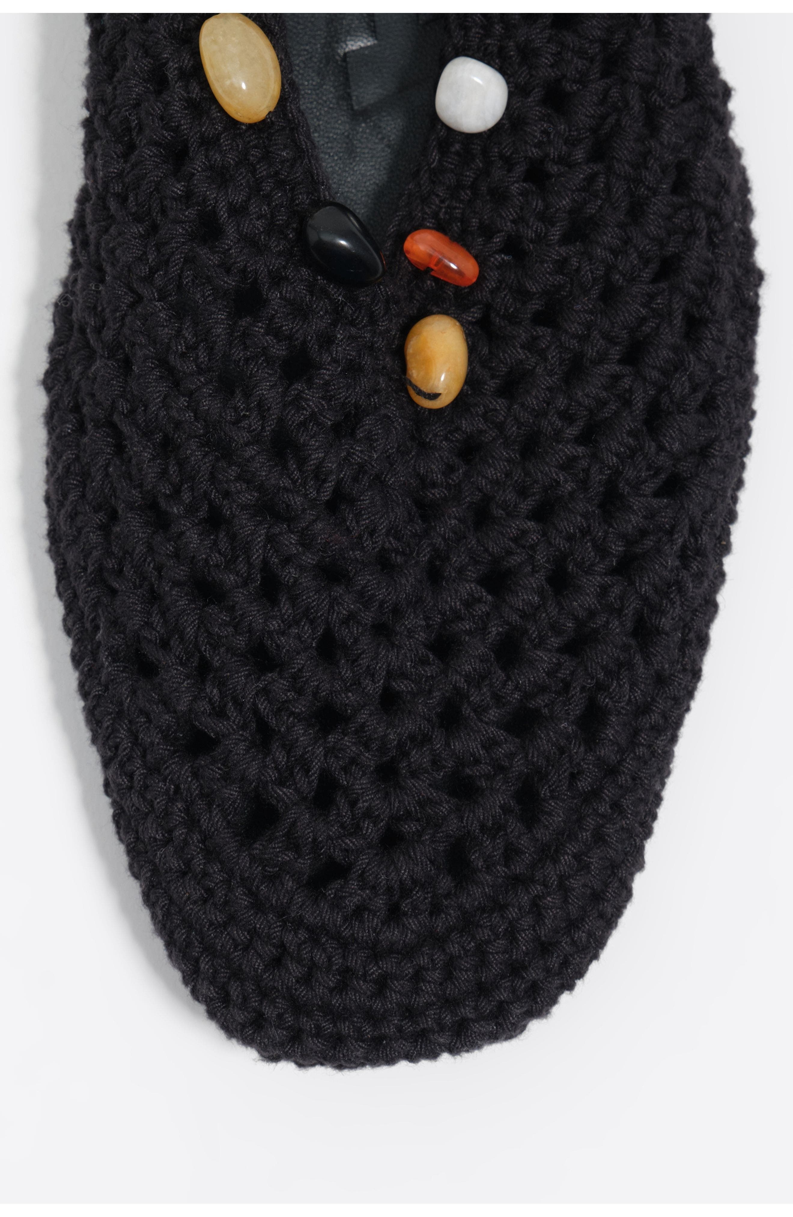 Bimba y Lola Crochet Ballerina With Stones, Alternate, color, Black