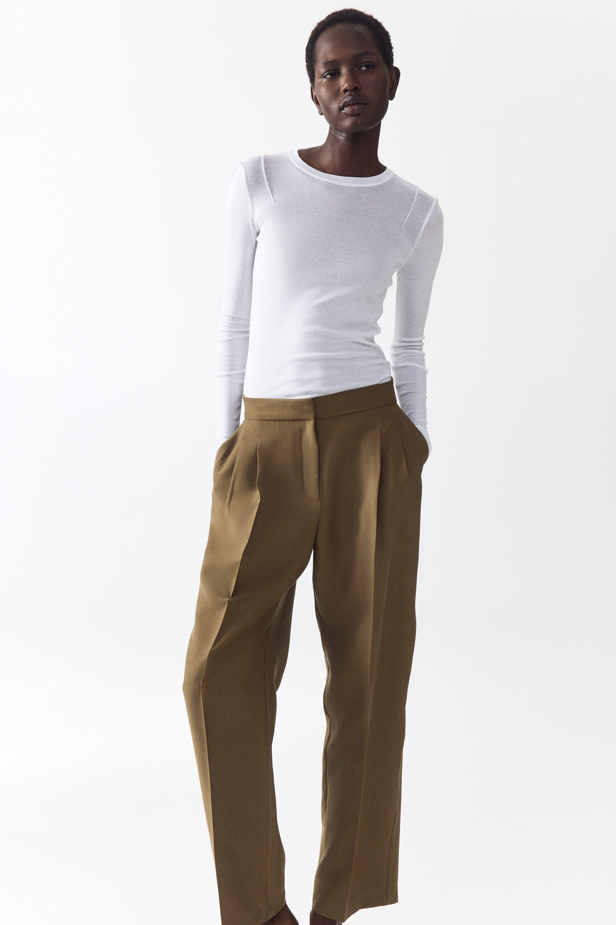 Barrel-leg Twill Trousers - image 4