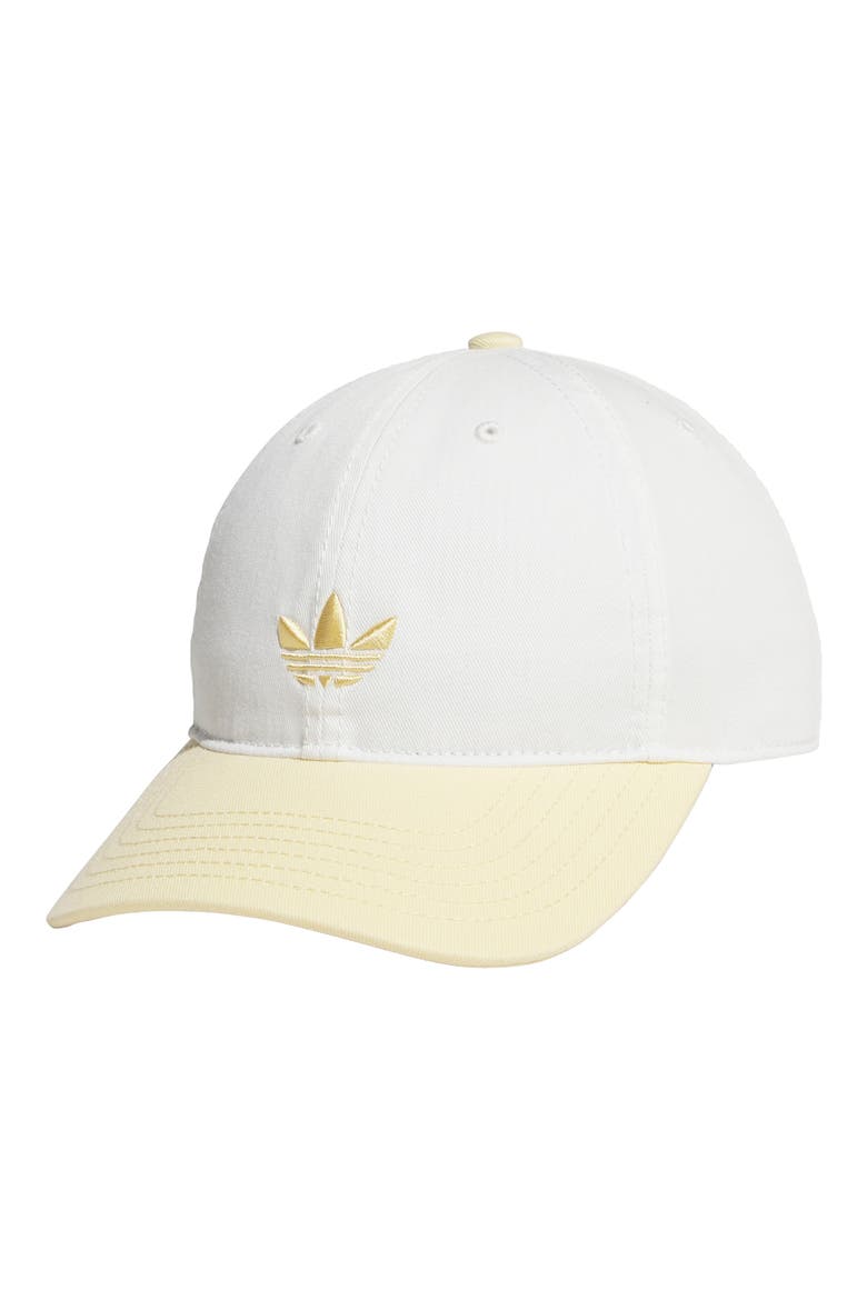 Relaxed Trefoil Cotton Baseball Cap, Main, color, OFF WHITE/ ORANGE TINT