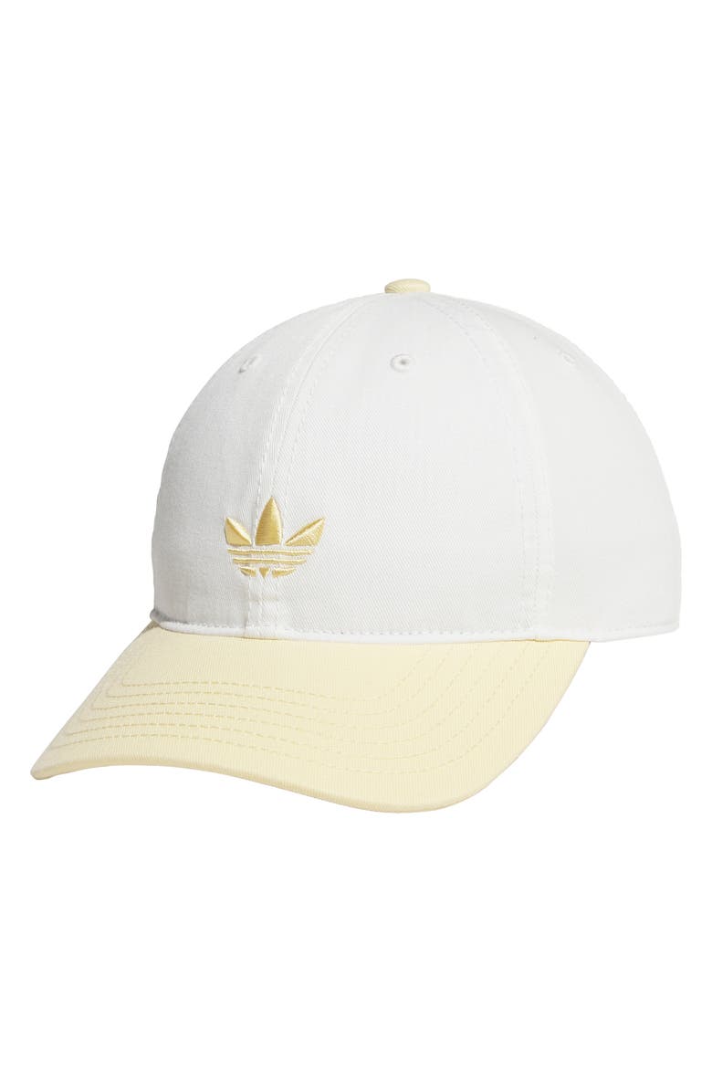 adidas Relaxed Trefoil Cotton Baseball Cap, Main, color, Off White/ Orange Tint