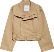 Brandon Maxwell The Lily Cotton Twill Moto Jacket
