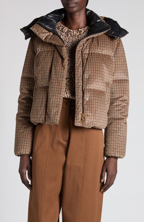 Quierzy Houndstooth Print Down Jacket