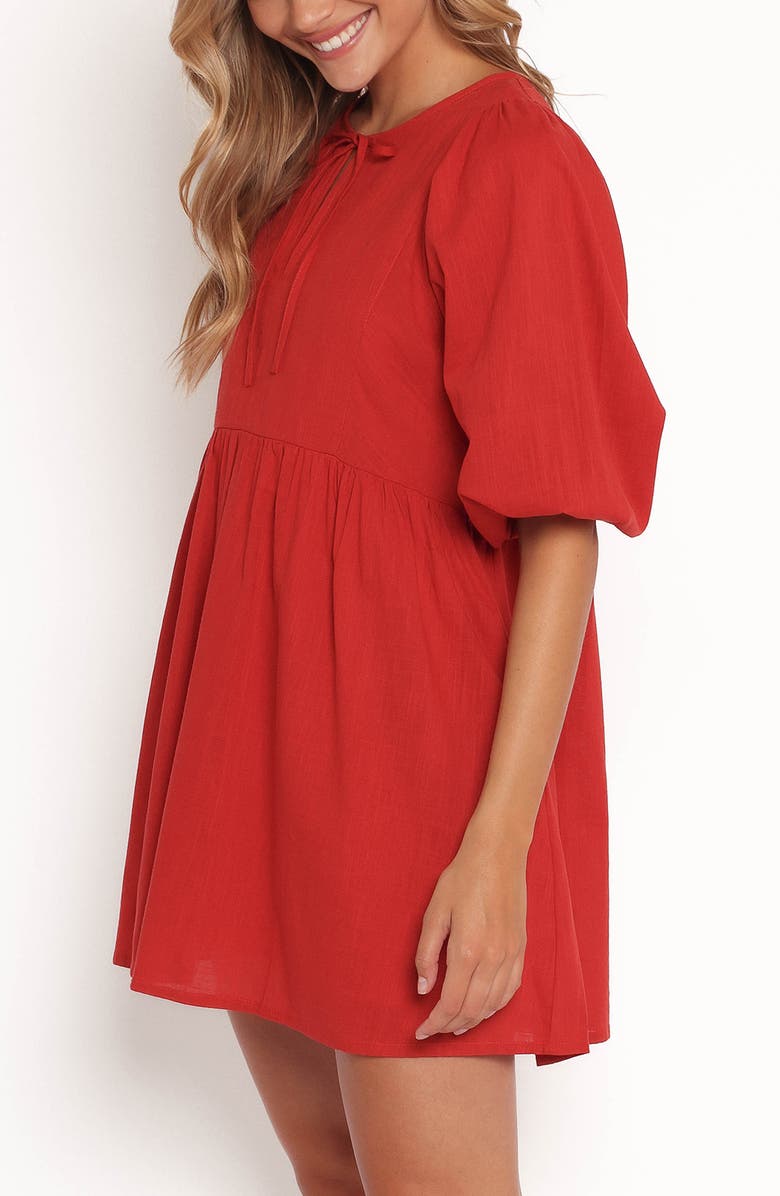 Petal & Pup Cinzia Puff Sleeve Minidress, Alternate, color, Red