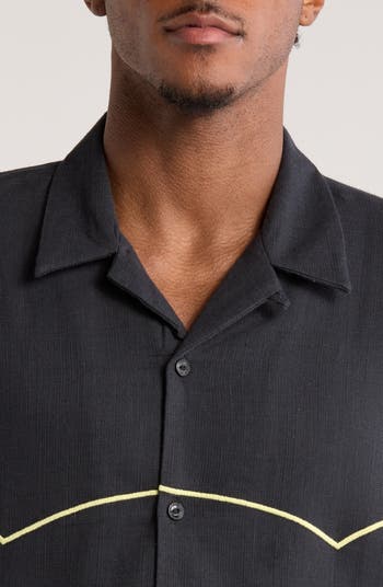 Western Weave Short Sleeve Cotton Graphic Button-Up Shirt