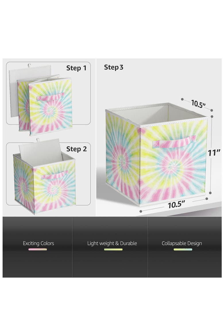 Set of 6 11-Inch Foldable Storage Bins, Alternate, color, TIE DYE