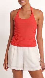 Petal & Pup Boston Ruched Mesh Halter Top