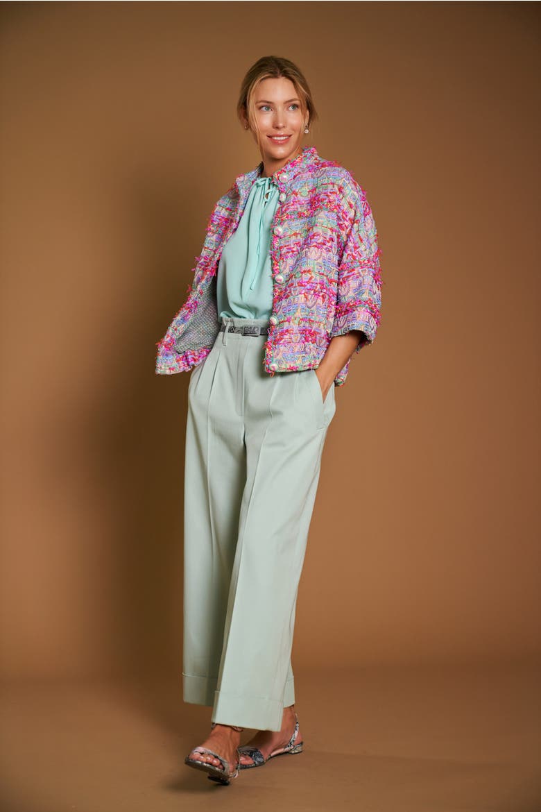 Wide Leg Cuffed Trousers, Alternate, color, Mint